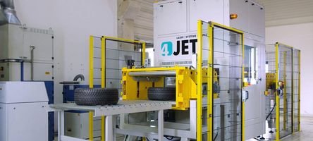 Overall view of the fully automated T-Mark laser system for tire marking applications.