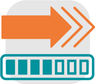 Icon of an arrow and a progress bar.