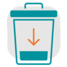 Icon zu „Less Waste“ (Weniger Abfall). Symbolisiert durch einen Abfalleimer mit geringem Inhalt.
