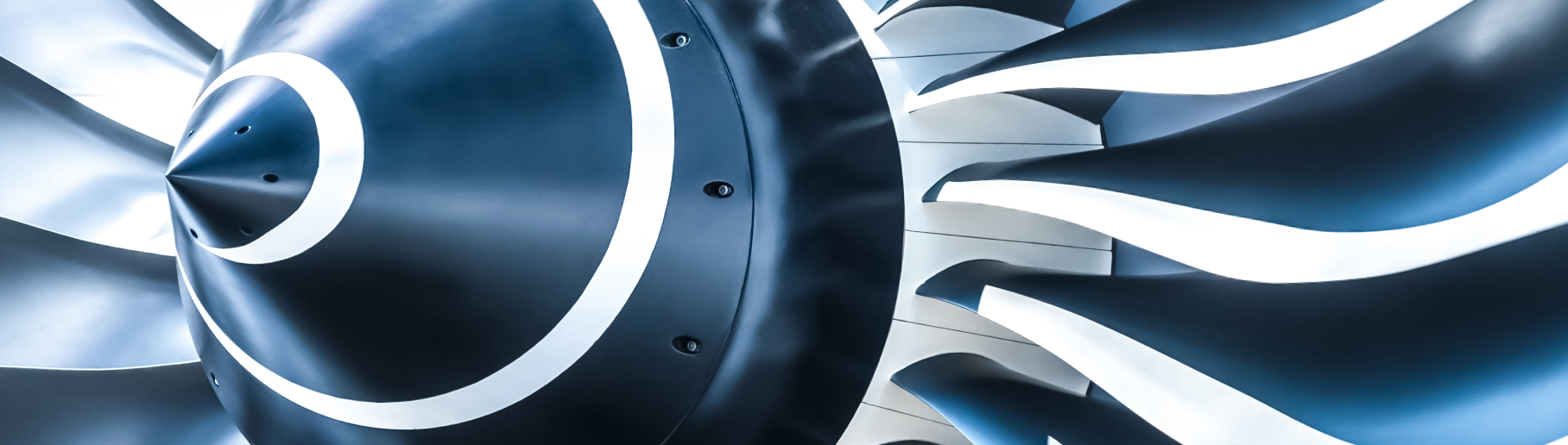 Close-up of an aircraft engine.